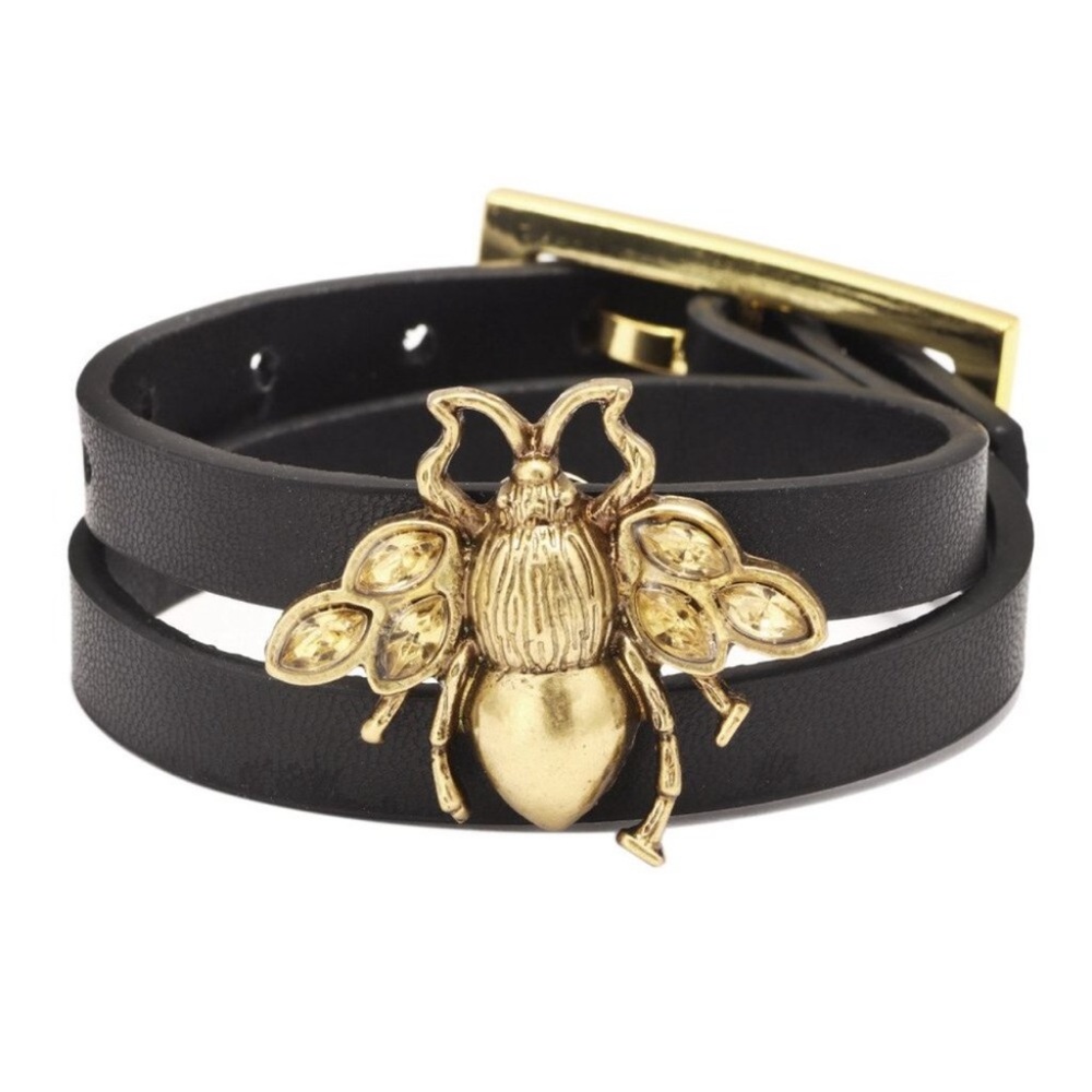 Pick one! NWT adjustable Queen Bee cubic zirconia Faux Leather wrap bracelet - Picture 2 of 4